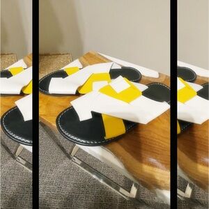 The NEW Boutique White and Yellow Sandals